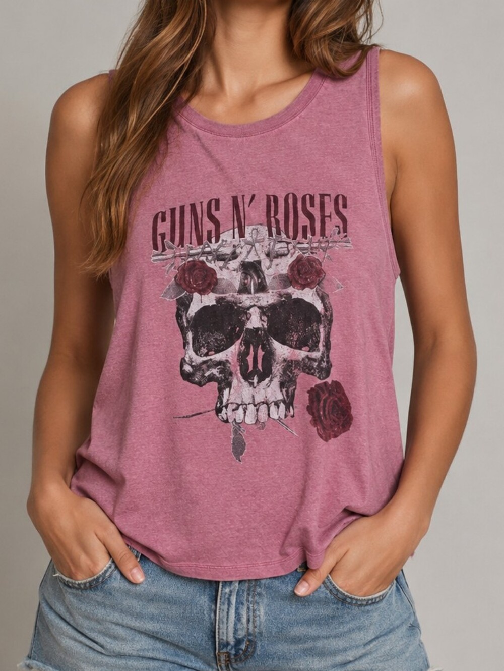 Cotton On Guns N Roses The Swing Tank Floral Skull Printed Tank Top